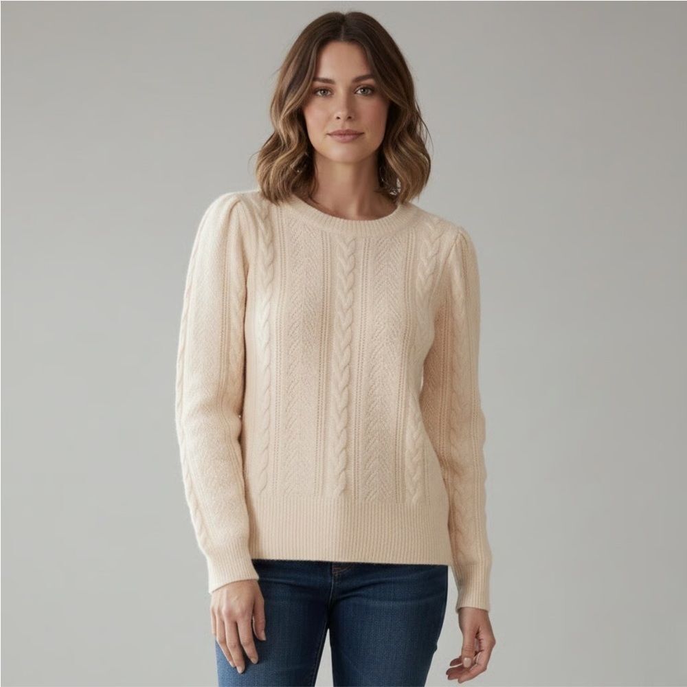 J. Crew Pointelle Cableknit Crewneck Wool & Alpaca Sweater